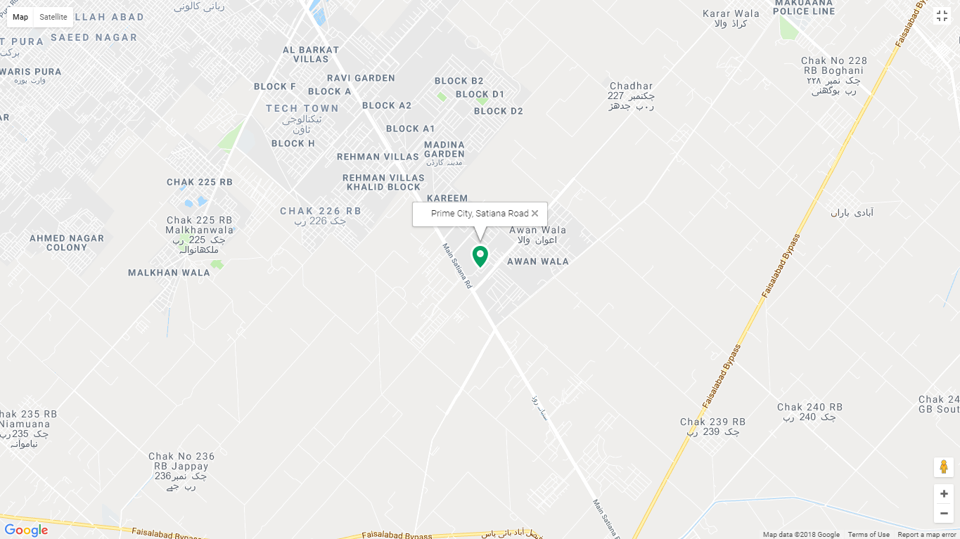 Prime City Faisalabad Location Map